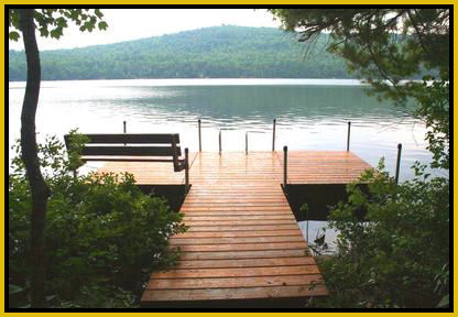 Picture of one of our docks on a Maine lake